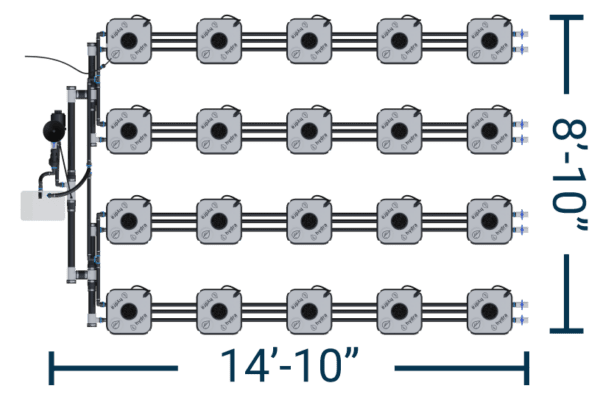 20-Bucket RDWC Hydroponic System - HydraMax